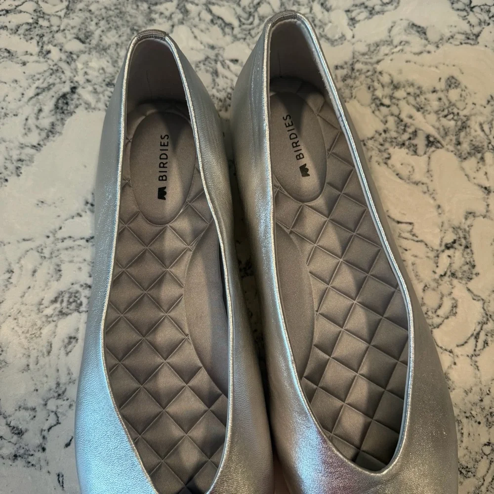 Birdies Silver Women's Flats